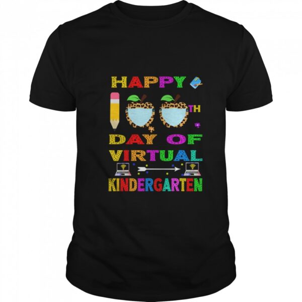 Happy 100th Days Of Virtual Kindergarten Teacher Apple Leopard Wear Mask Computer shirt.jpg